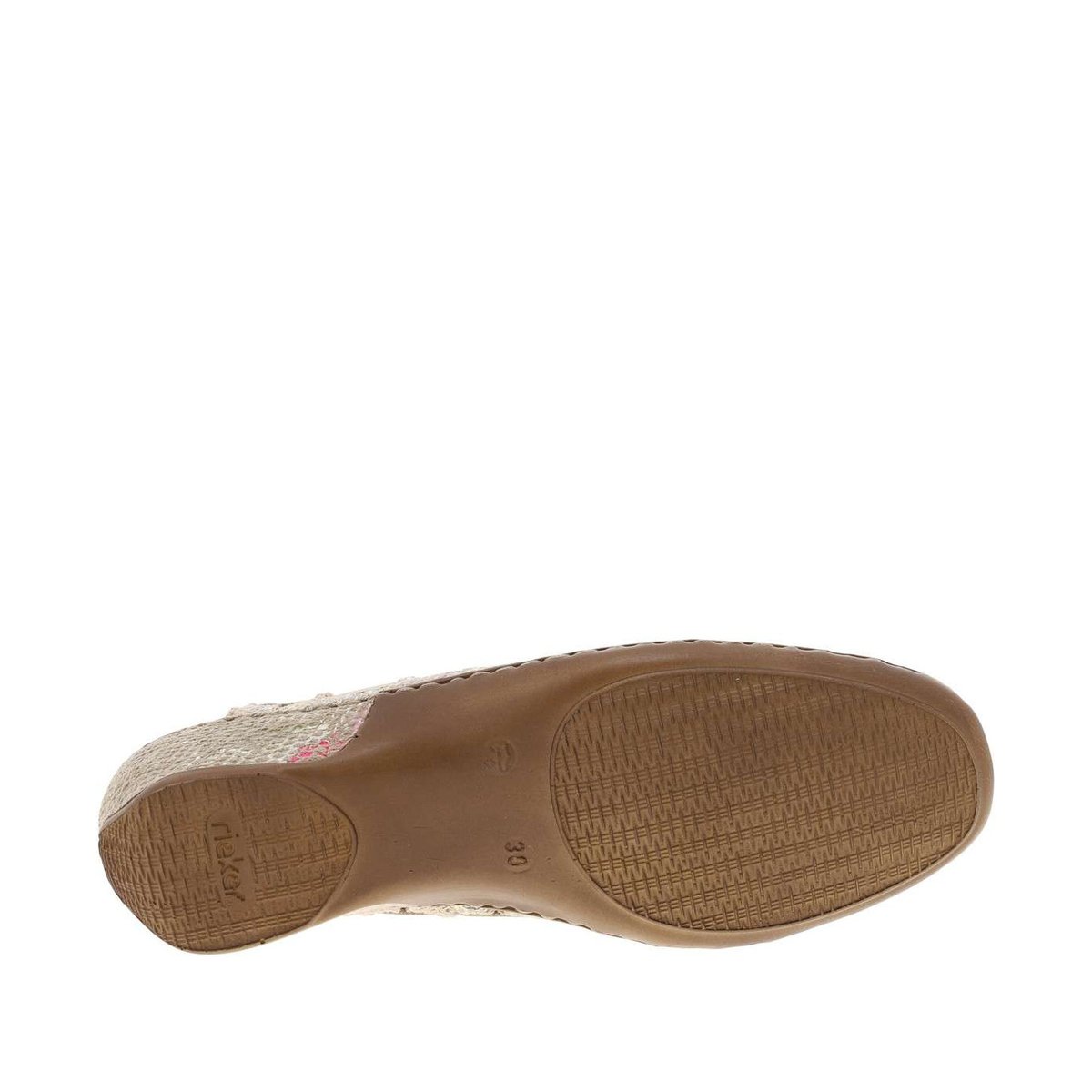 Escarpins en cuir multicolores à talon compensé avec bande élastiquée beiges, RIEKER