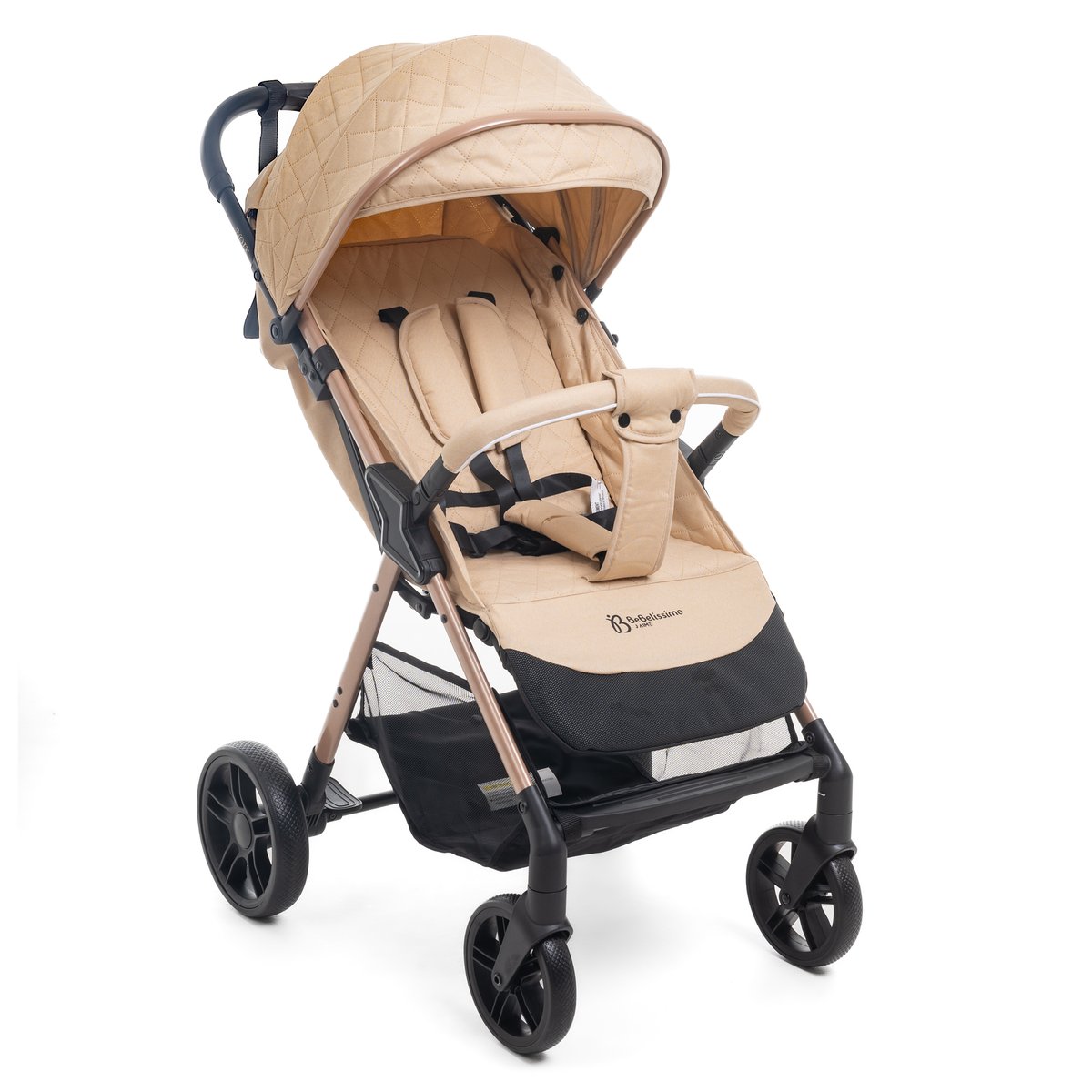Poussette Bébé Canne Ultra Compacte – Légère – Pliage à Une Main – Noix - beige couleur unique, BEBELISSIMO J'AIME
