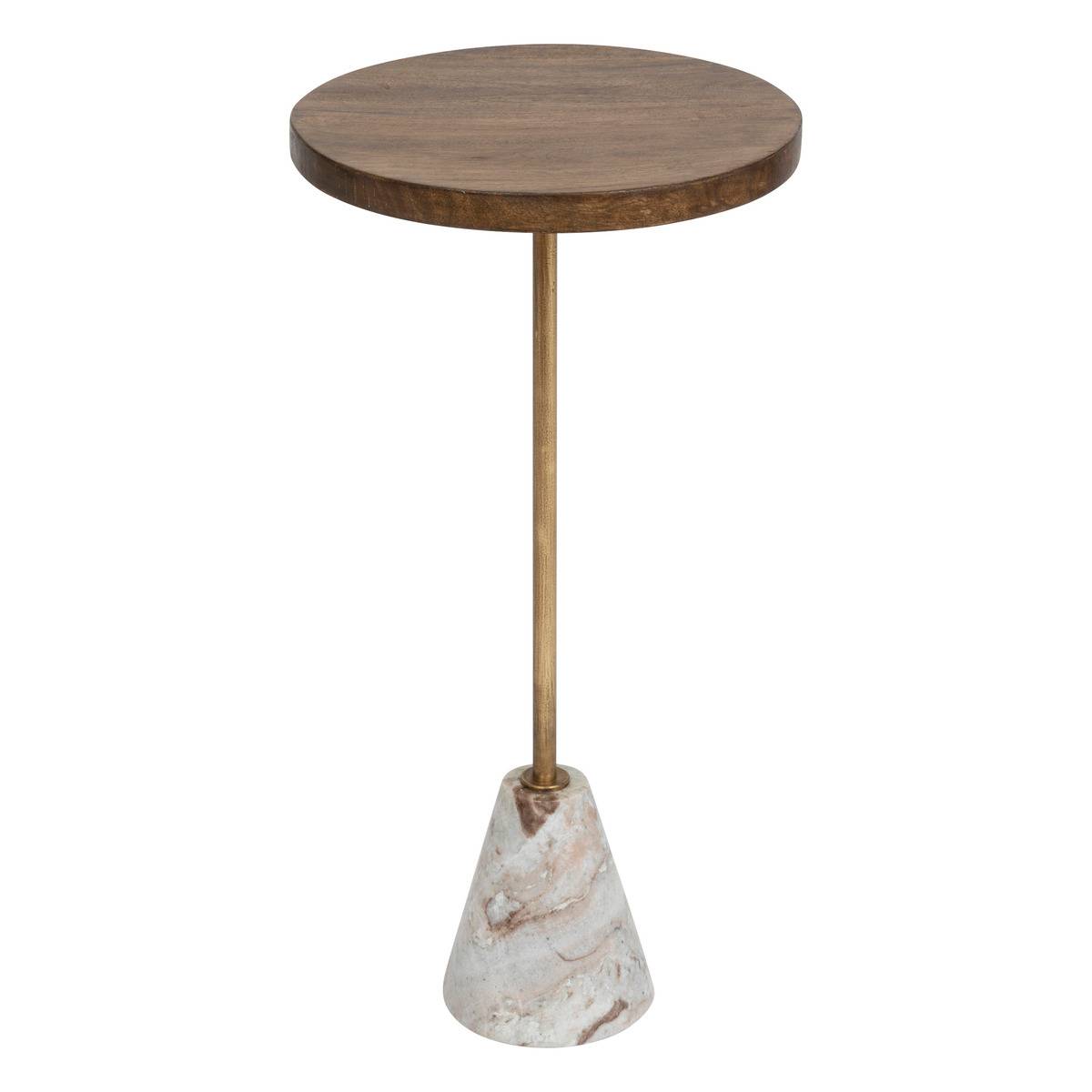 Table d’appoint bois manguier sur base marbre NEITH marron, ATMOSPHERA