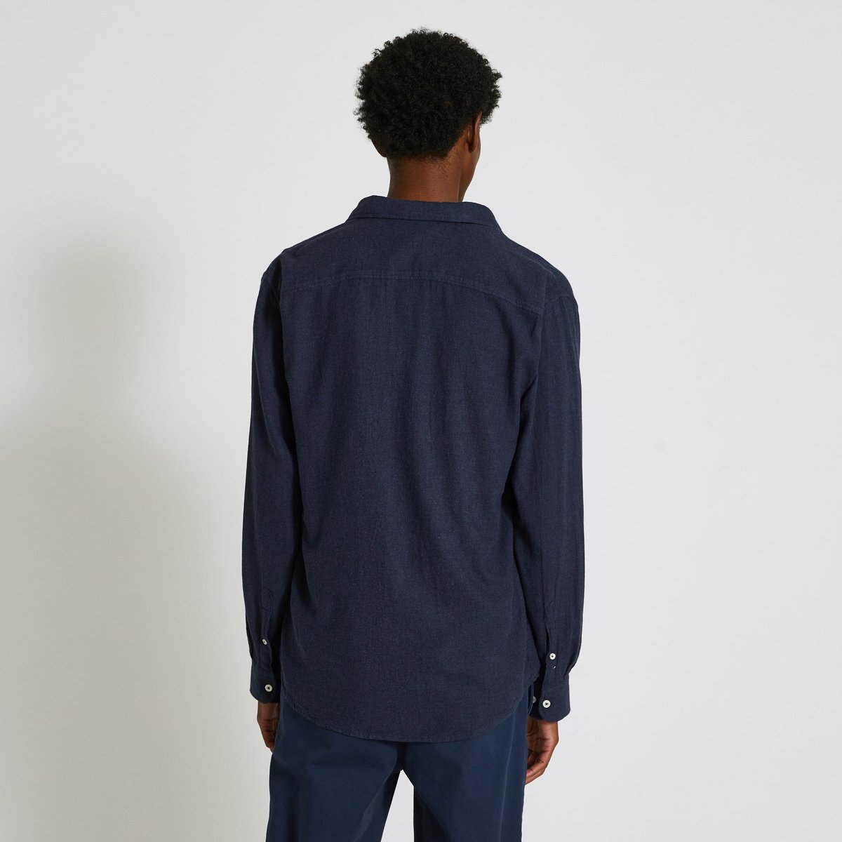 Chemise manches longues en flanelle de coton BIO GOTS marine, MONOPRIX