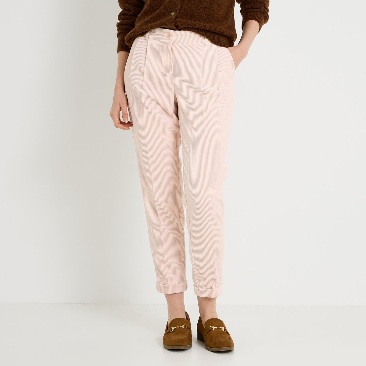 Pantalon en velours côtelé rose, GRAIN DE MALICE
