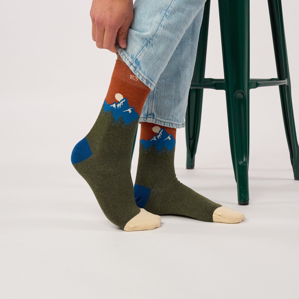 Chaussettes en coton peigné A MOTIFS vert foncé, BILLYBELT