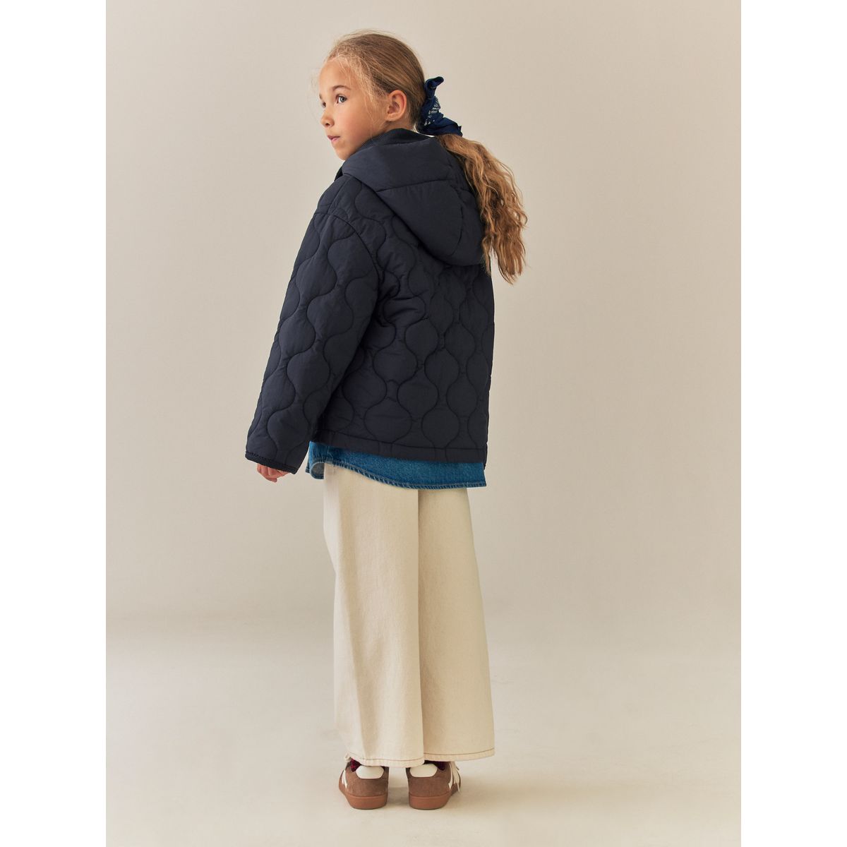 Duffle-coat déperlant à col en velours côtelé bleu marine, NEXT
