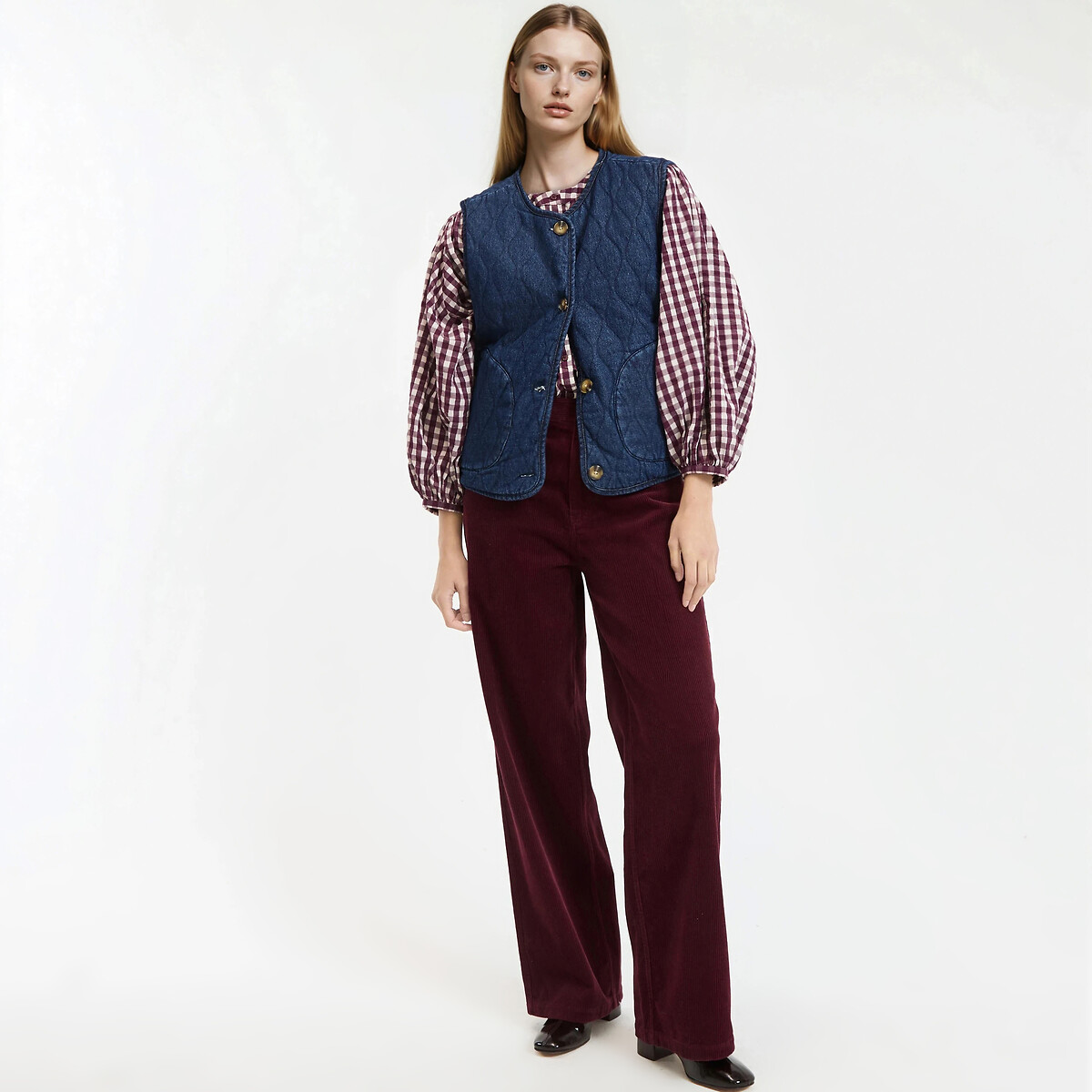 Reversible Cardigan in Quilted Denim untreated blue, LA REDOUTE COLLECTIONS