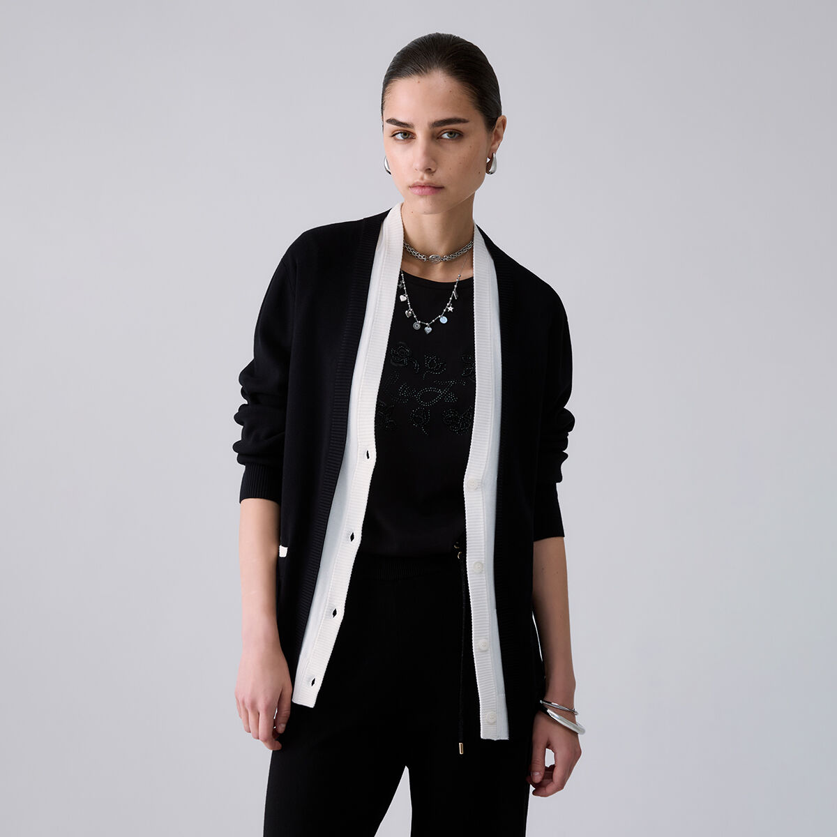 Gilet en maille ouverte noir, LIU JO