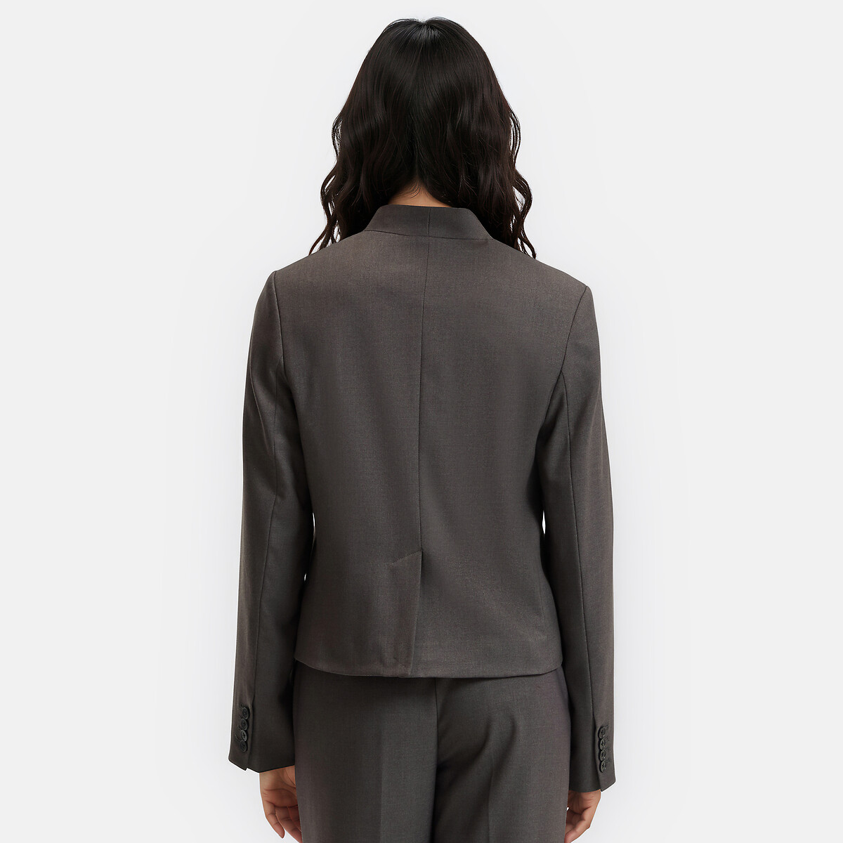 Blazer croisé court sans col gris chiné, LA REDOUTE COLLECTIONS