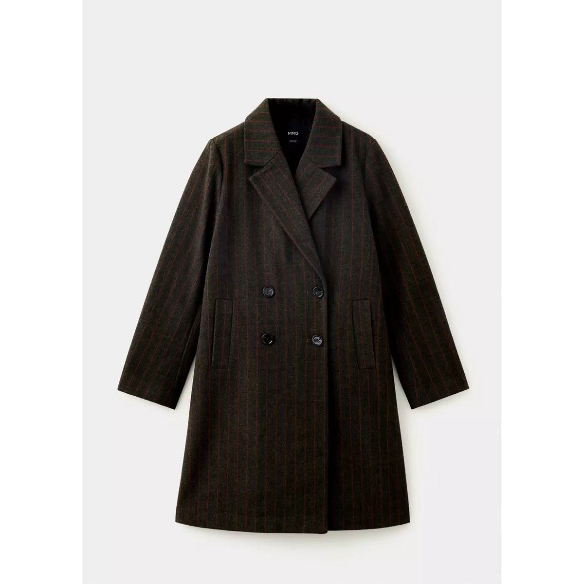 Manteau en mélange de laine à rayures chocolat, MANGO TEEN