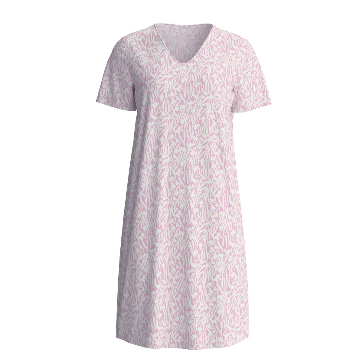 Chemise de nuit, longueur 90cm manches courtes Coton FLOWER NIGHTS lilas parfumé, CALIDA