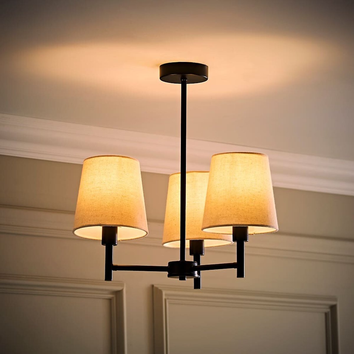 Kasey 3-Light Chandelier Ceiling Light with Tapered Shades black, SO'HOME
