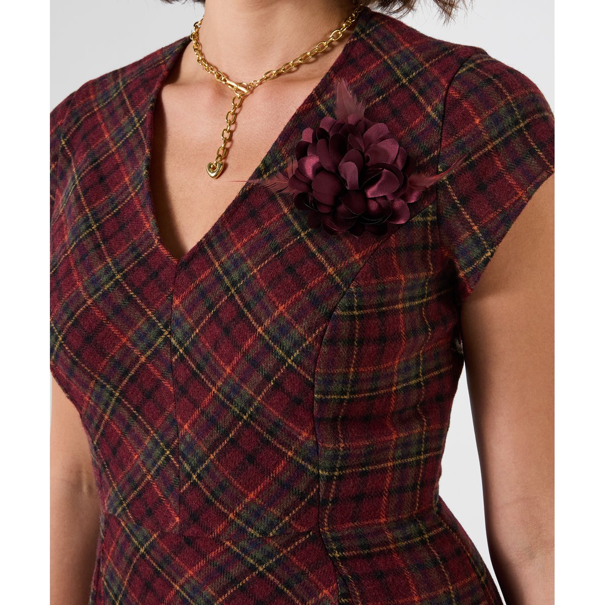 Robe Longue à Carreaux Tradition Ruby rouge, JOE BROWNS