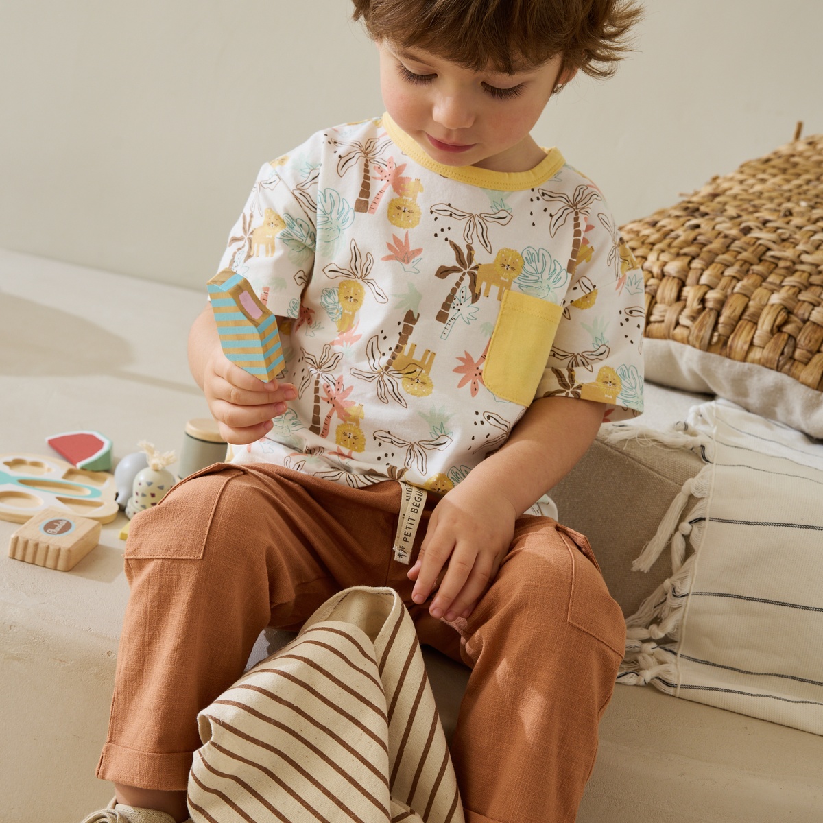T-shirt enfant Auguste jaune, PETIT BEGUIN