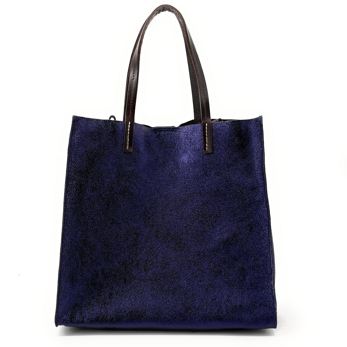 Sac à main en cuir italien SILVER bleu foncé, OH MY BAG