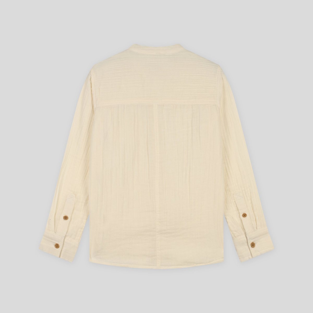 Chemise manches longues col mao en gaze de coton, BIO ecru, MONOPRIX KIDS