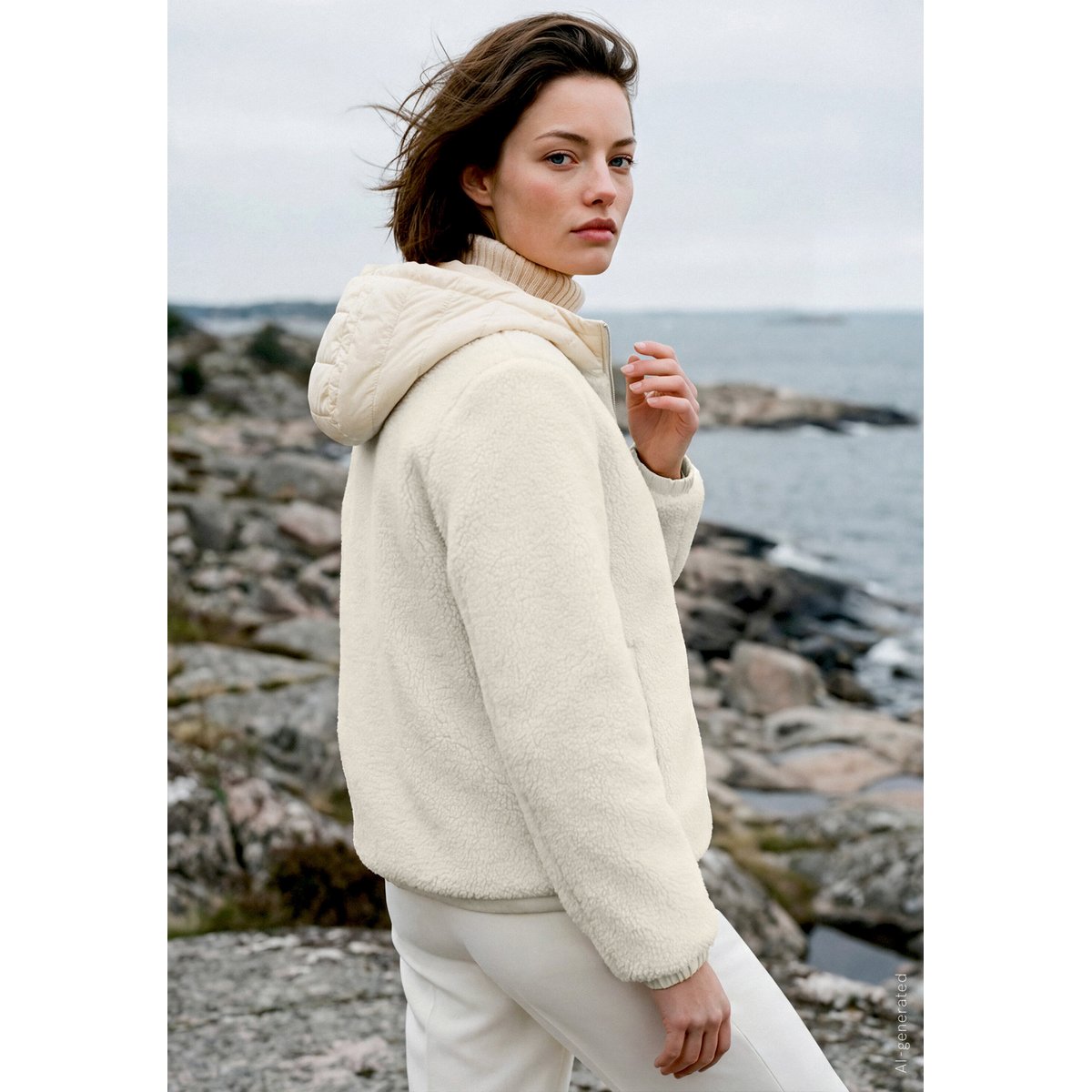 Veste en peluche à capuche blanc, BETTY BARCLAY