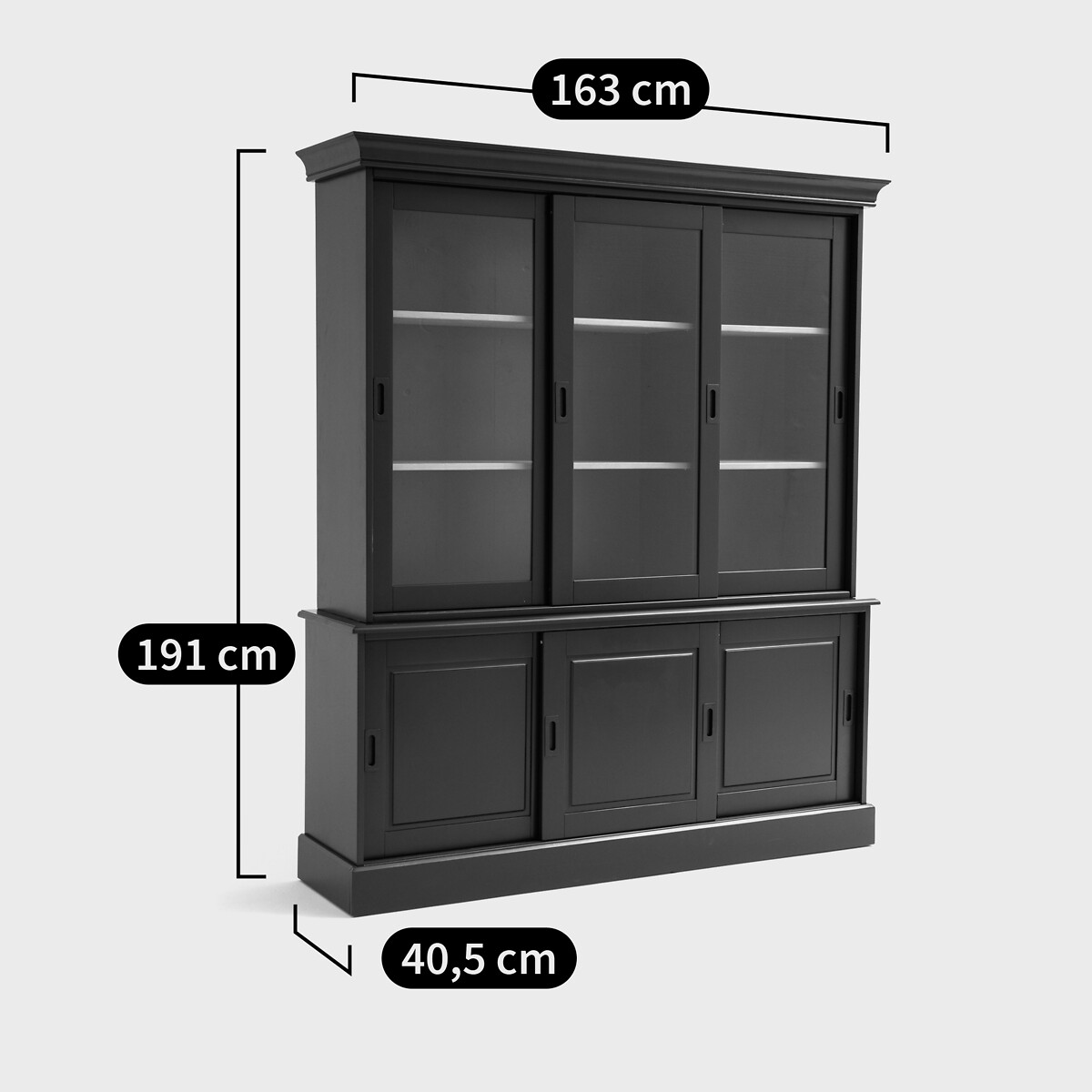 Vaisselier 6 portes, en pin massif et MDF, POIRET bleu de prusse, LA REDOUTE INTERIEURS