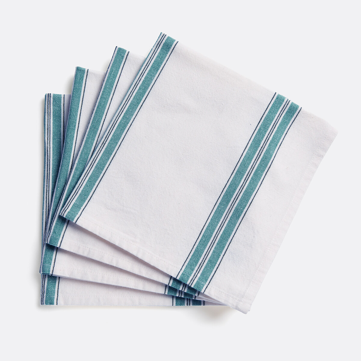 Lot 4 serviettes de table en coton lavé, Boisseau ecru rayé, LA REDOUTE INTERIEURS