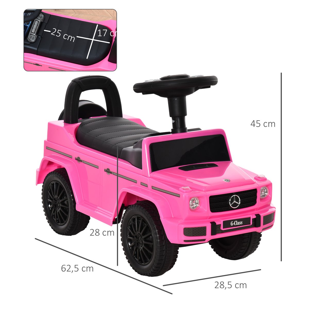 Voiture à glissière pour enfants PP Rose rose, HOMCOM