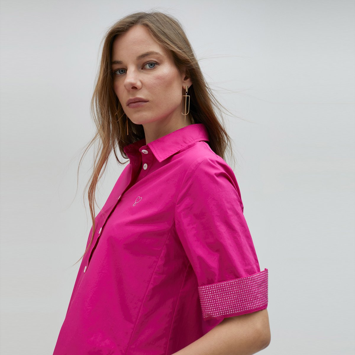Robe chemise à manches 3/4 fushia, LOLA CASADEMUNT