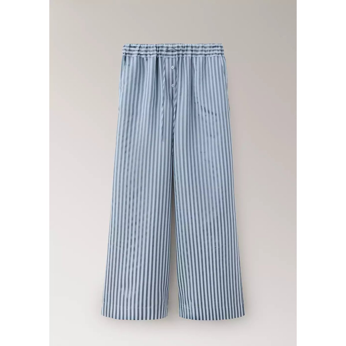 Pantalon de pyjama en mélange de soie à rayures bleu, MANGO