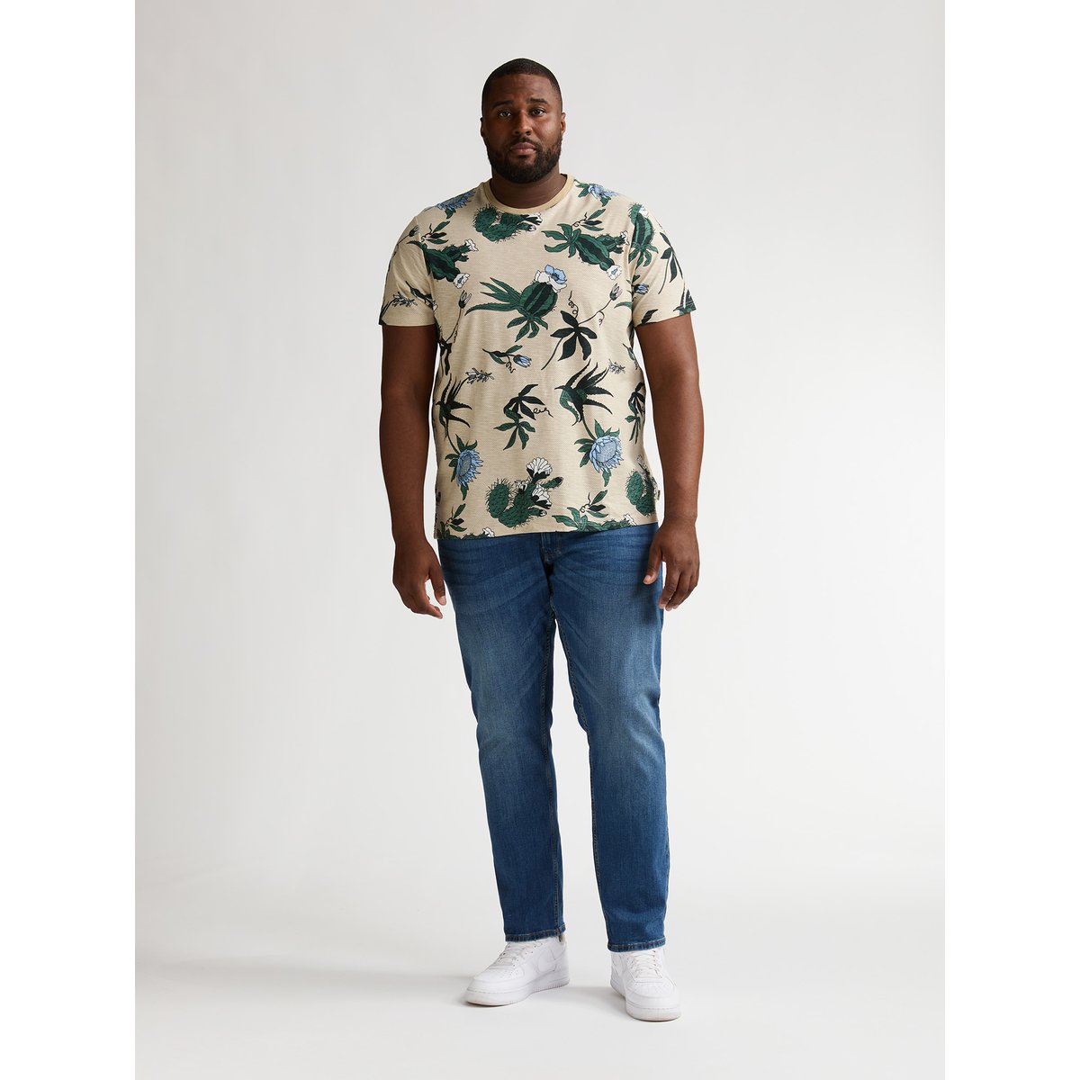 T-shirt imprimé all-over grande taille arenagris orange light tan, PETROL INDUSTRIES