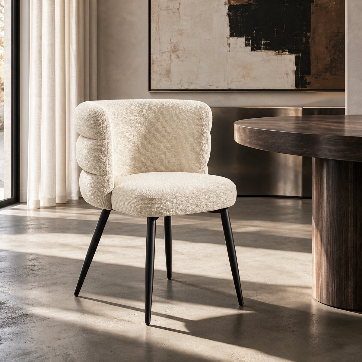 Lot de 2 chaises en velours texturé CHELSEA crème, SIA HOME