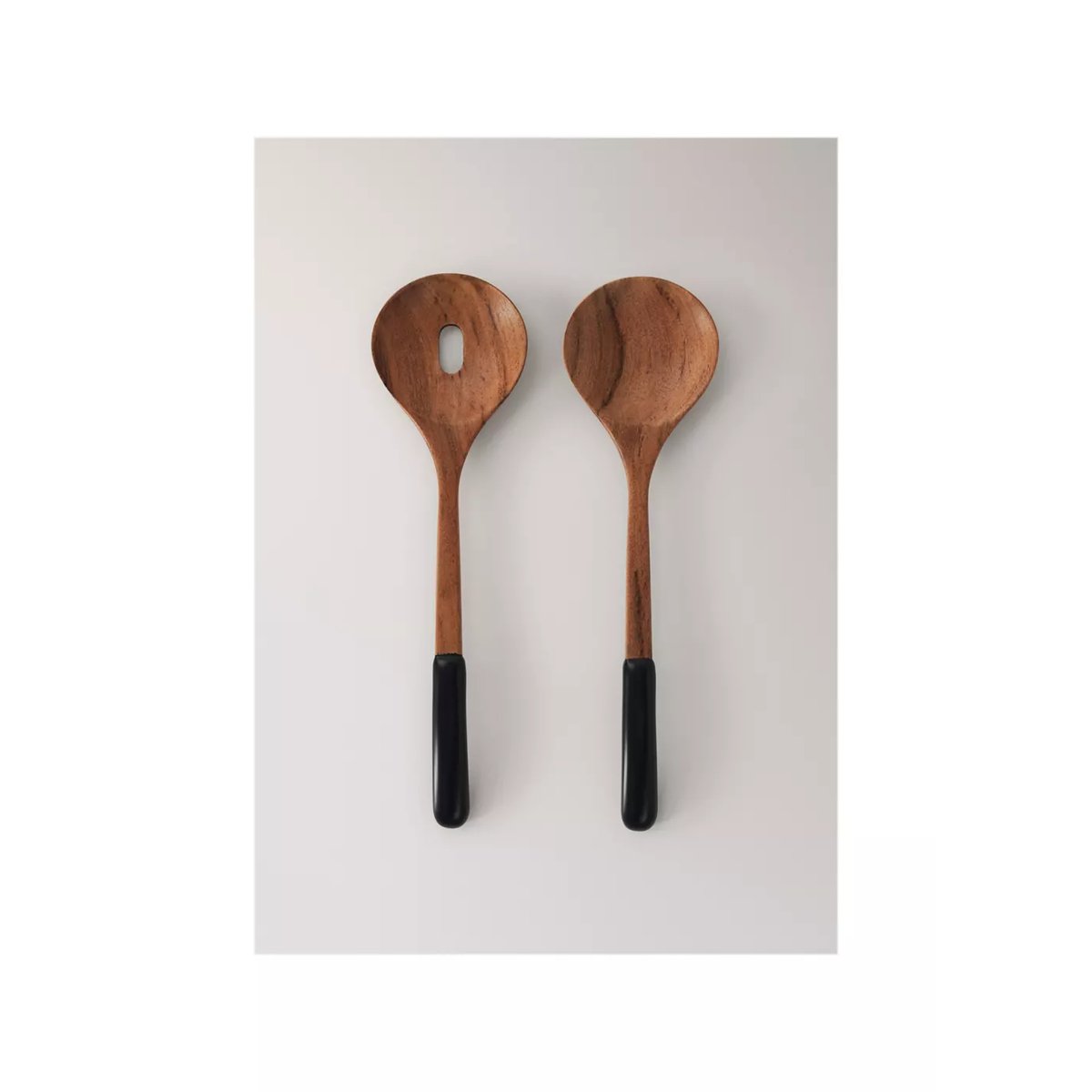 Set de couverts à salade en bois avec détail noir marron, MANGO HOME