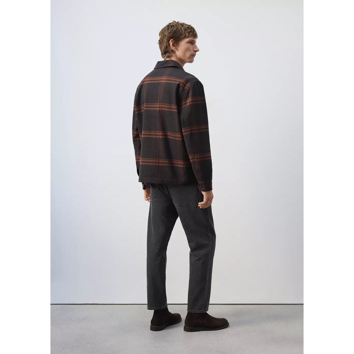 Surchemise laine mélangée carreaux marron, MANGO MAN