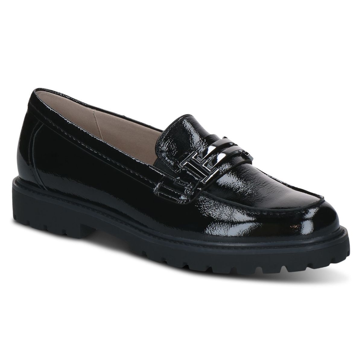 Slipper en cuir noir mat, CAPRICE