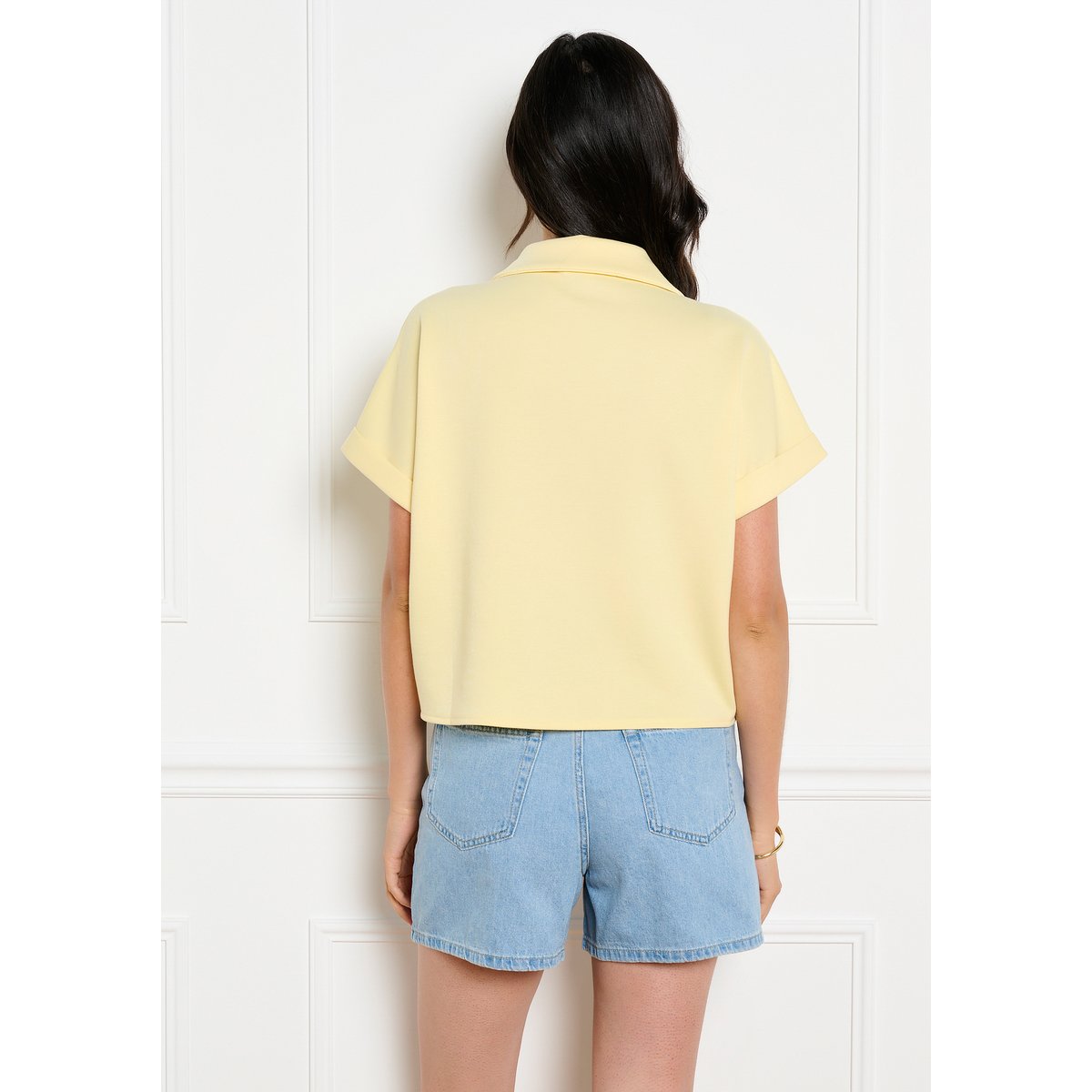 Chemise fluide manches courtes jaune pastel, LOLALIZA