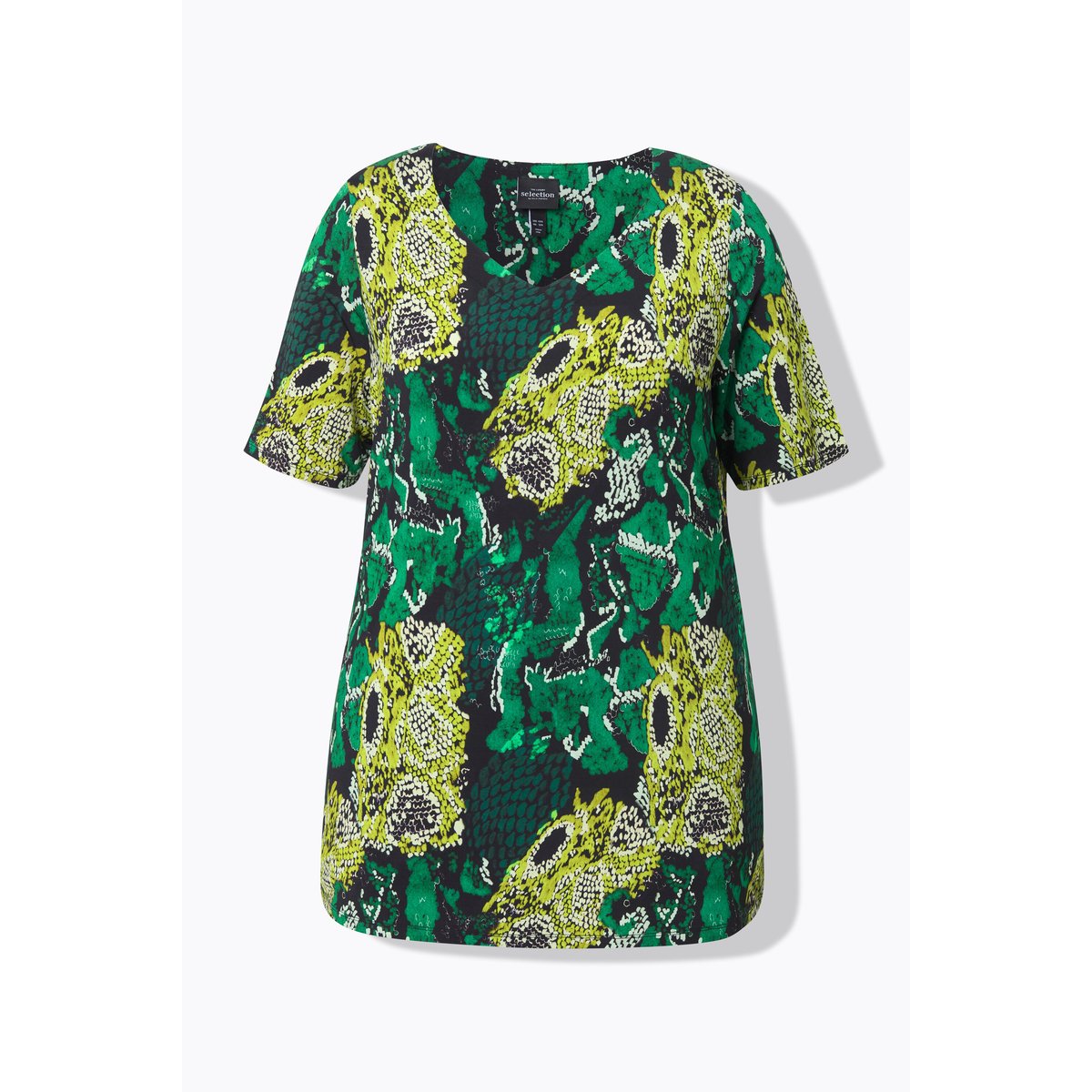 T-shirt au tombé fluide. Imprimé serpent. noir, ULLA POPKEN