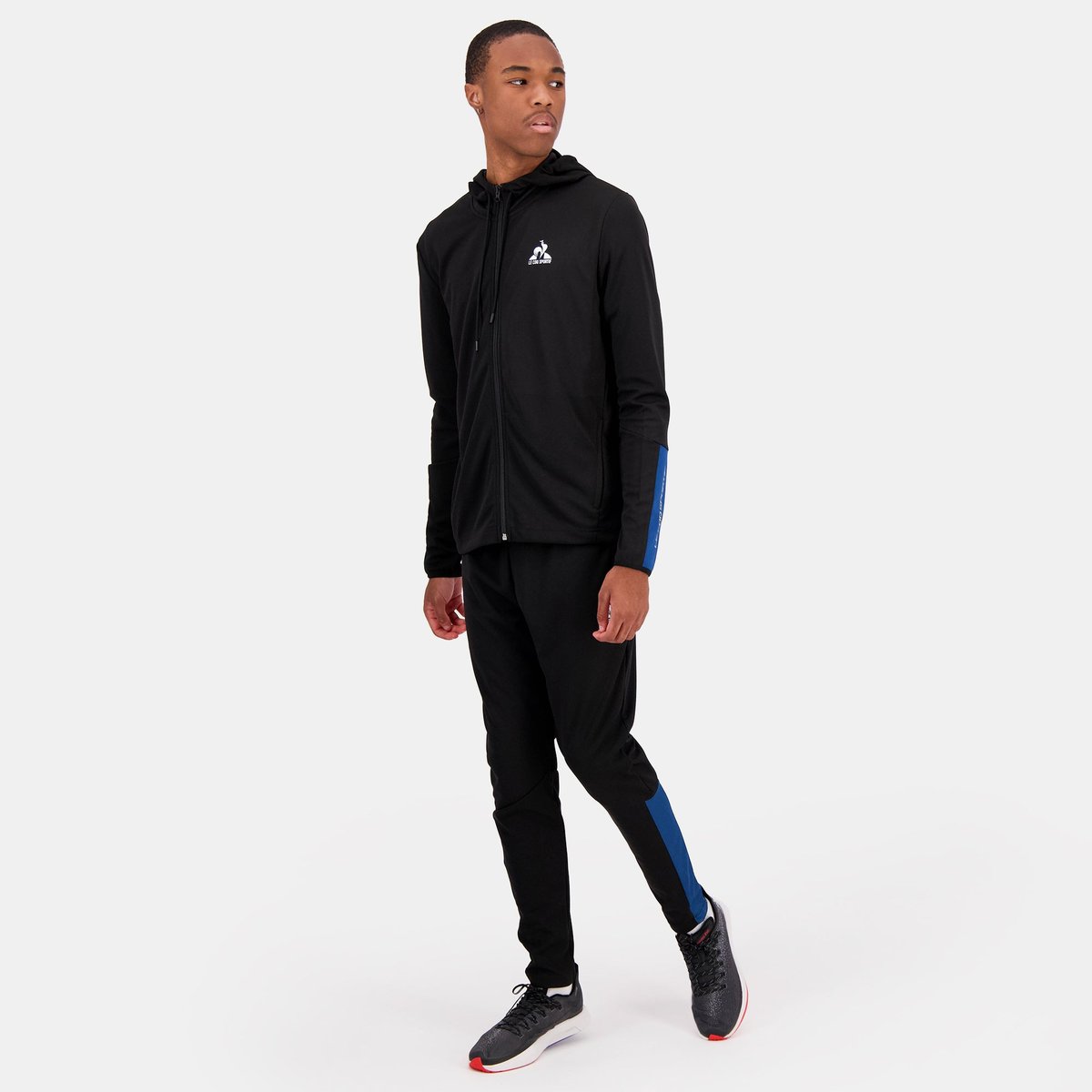 Sweat zippé à capuche noir, LE COQ SPORTIF