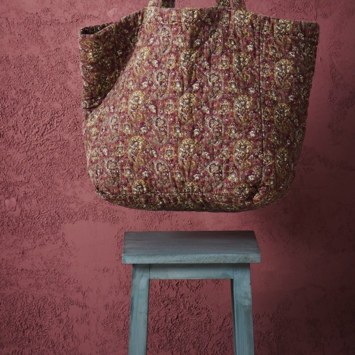 Tabouret bois rustique bleu, IB LAURSEN