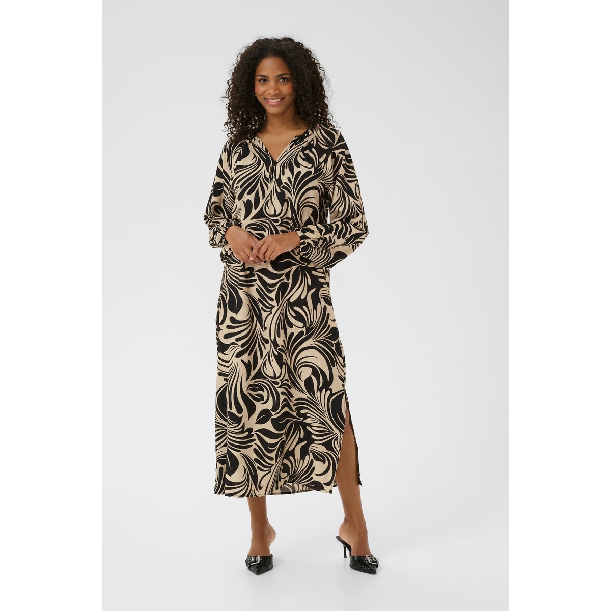 Robe beige feather gray/noir graphic, KAFFE