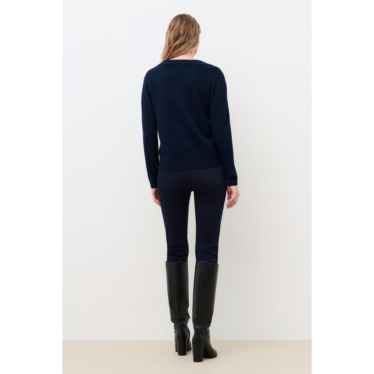 Pull droit cachemire MVICTOR bleu marine, CAROLL