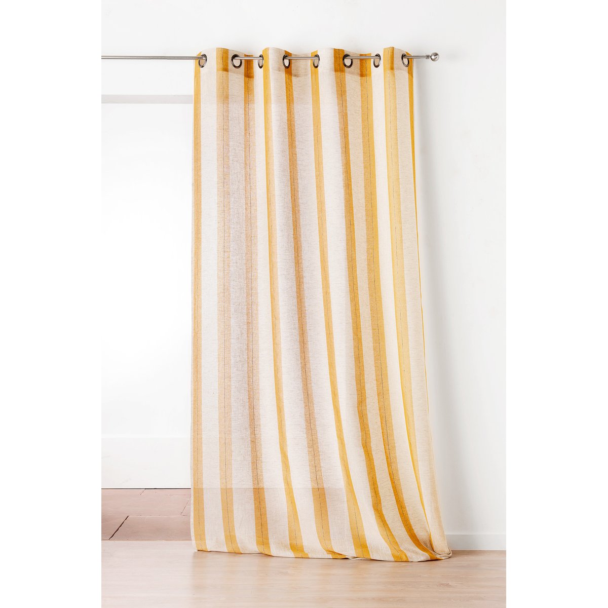 Voilage Fantaisie avec des Rayures Verticales jaune ocre, LINDER