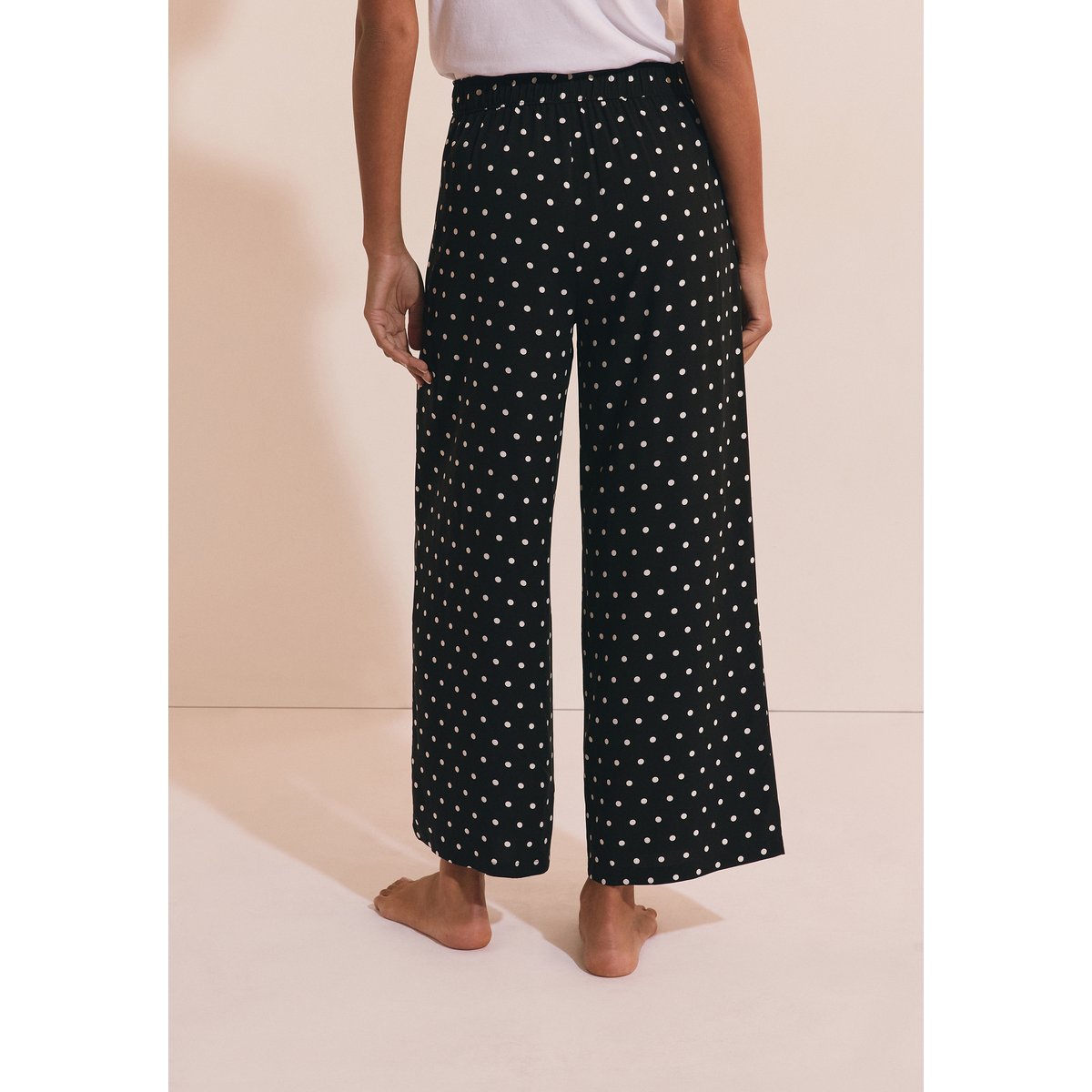 Pantalon de pyjama 7/8 à pois YRIS noir, ETAM