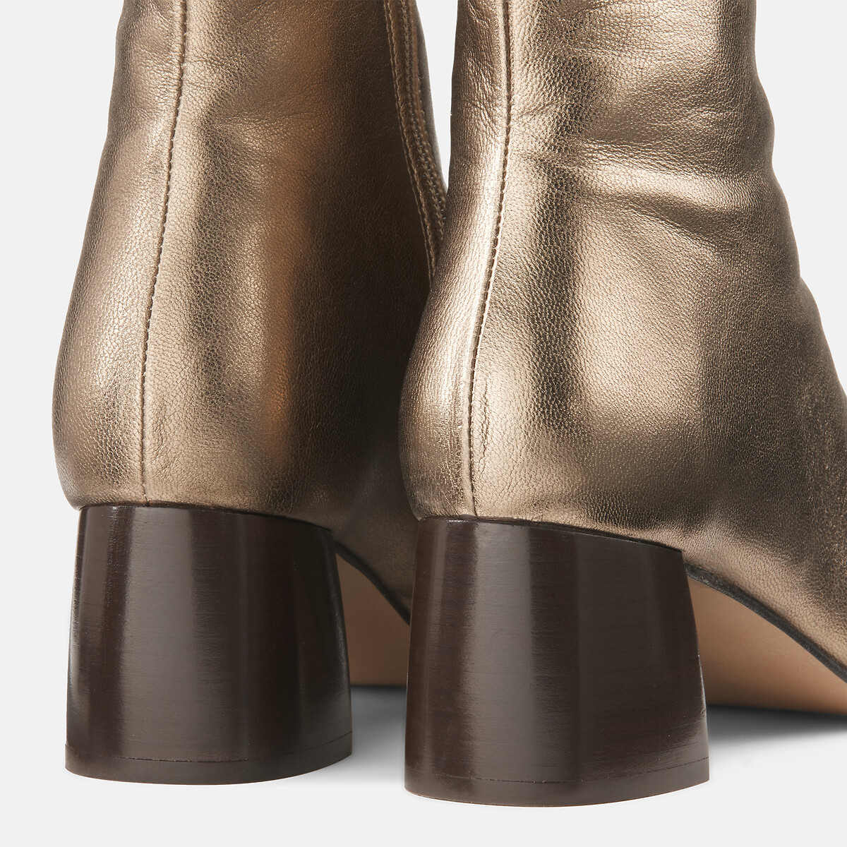 Boots en cuir talon large doré, LA REDOUTE COLLECTIONS