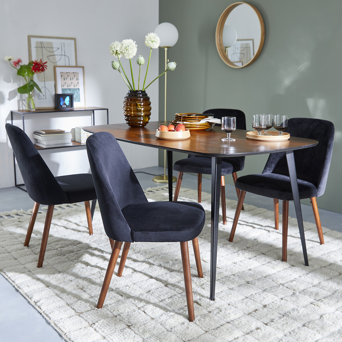 Tavolo da pranzo vintage intarsiato, 6 posti a sedere, WATFORD noce, LA REDOUTE INTERIEURS
