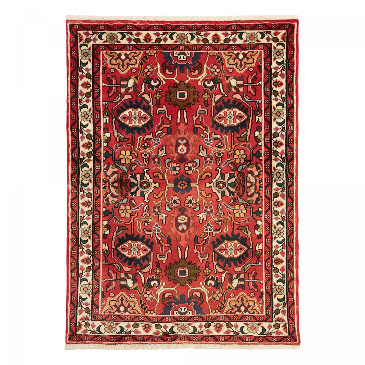 Tapis d'orient oriental, noué main en laine, HAMADAN 45 rouge, bleu, crème, UN AMOUR DE TAPIS