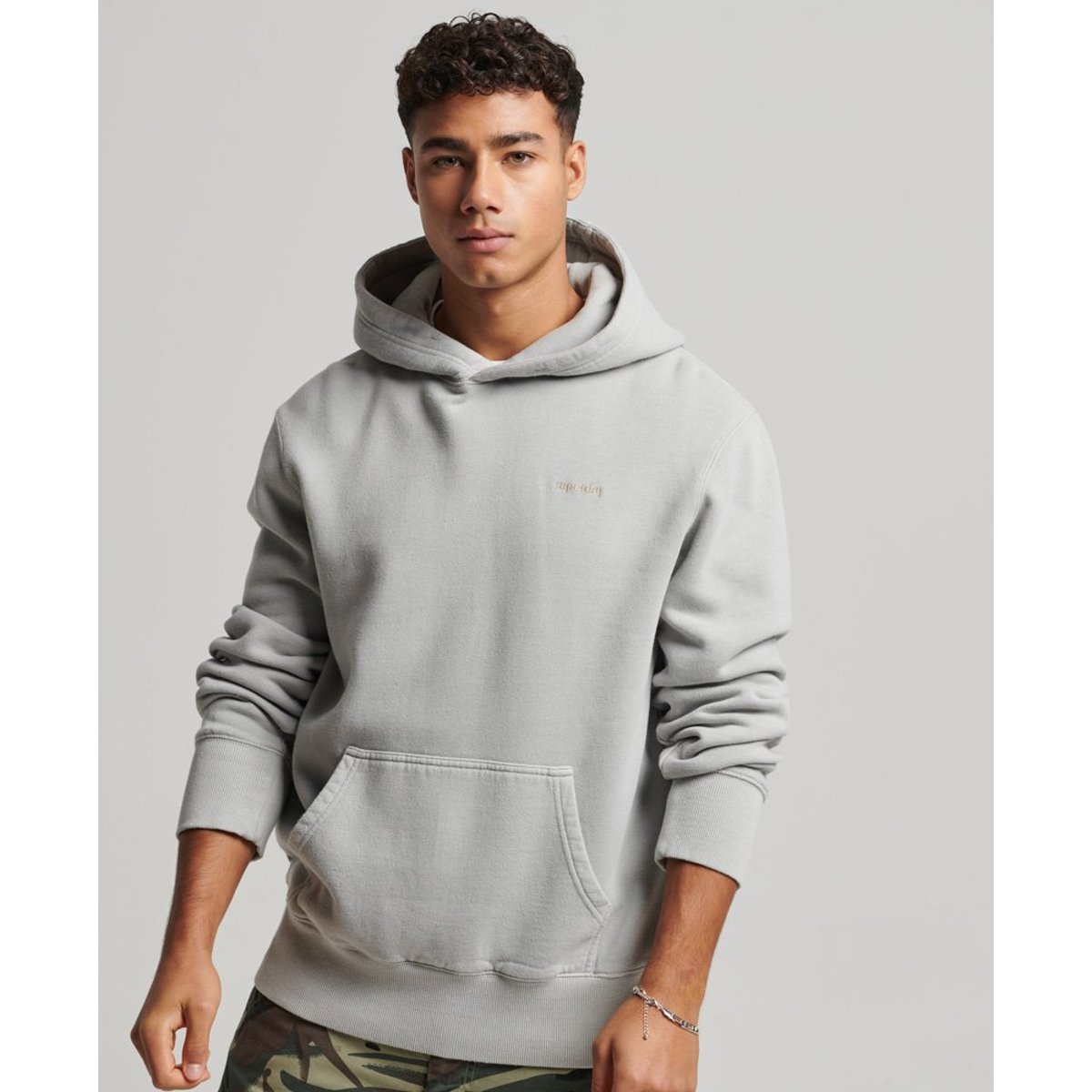 Sweat à capuche délavé Vintage taupe clair, SUPERDRY