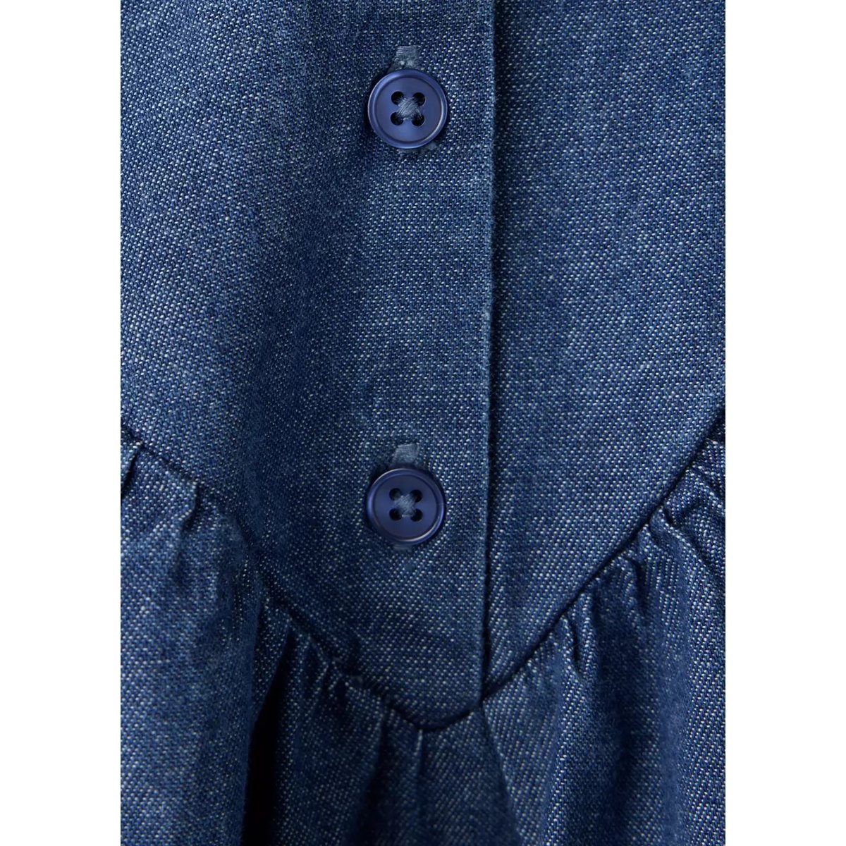 Robe en denim froncée bleu moyen, MANGO BABY