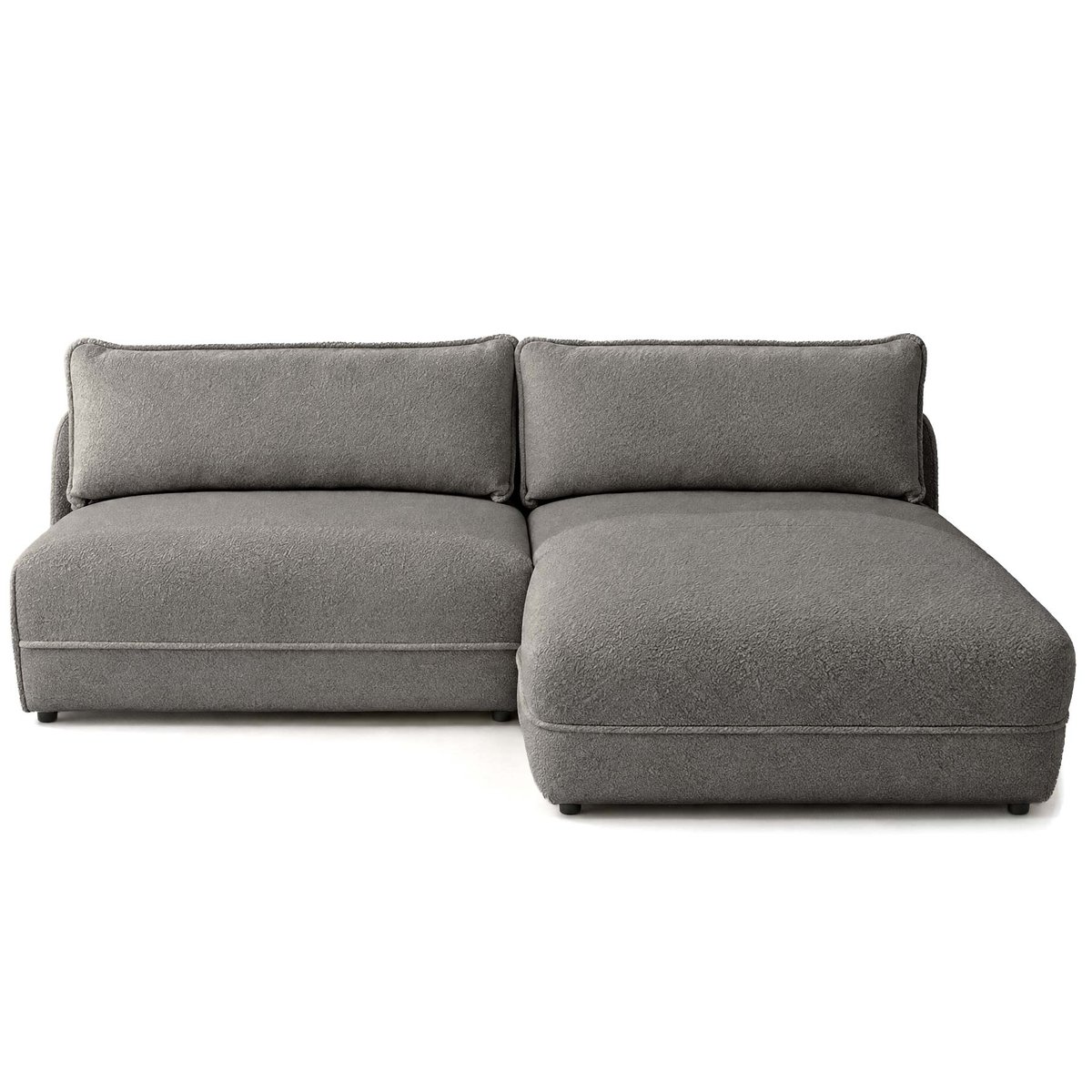 Canapé d'Angle droit en Tissu bouclette 4 places - LUCIEN gris, BEST MOBILIER
