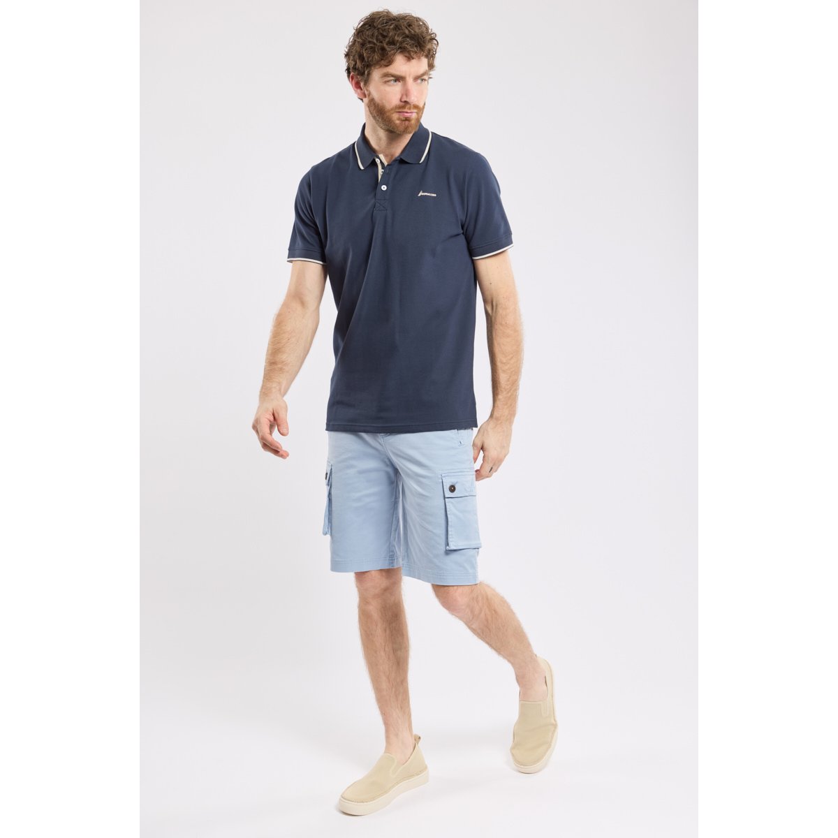Polo en coton GAMPINO navy, BERMUDES