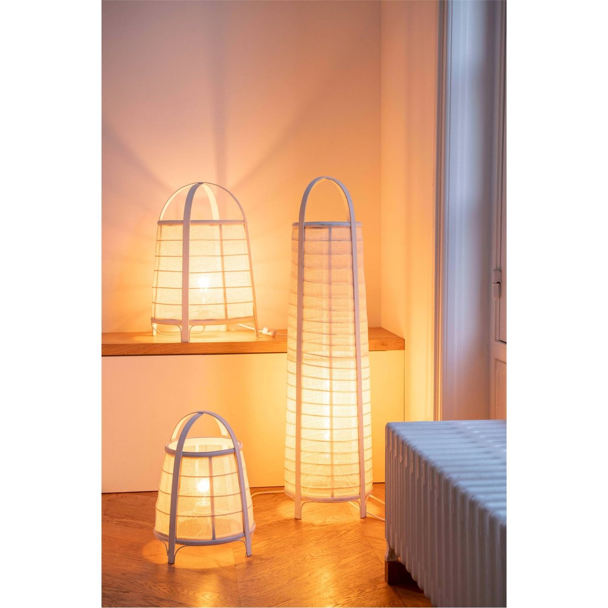 Lampe à poser en coton et bambou blanc, RECOLLECTION