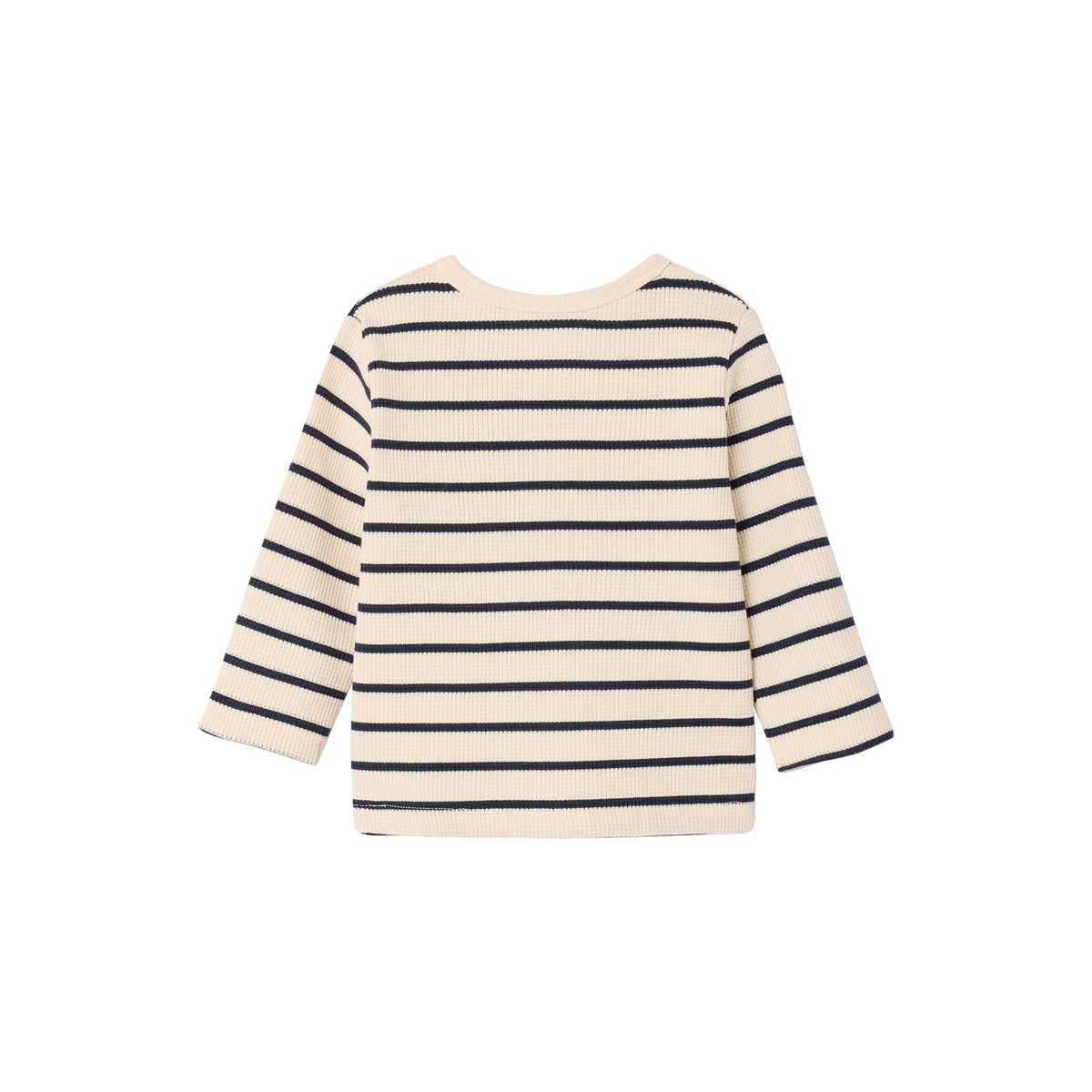 Lot de 2 T-shirts manches longues nid d'abeille rayé marine, VERTBAUDET