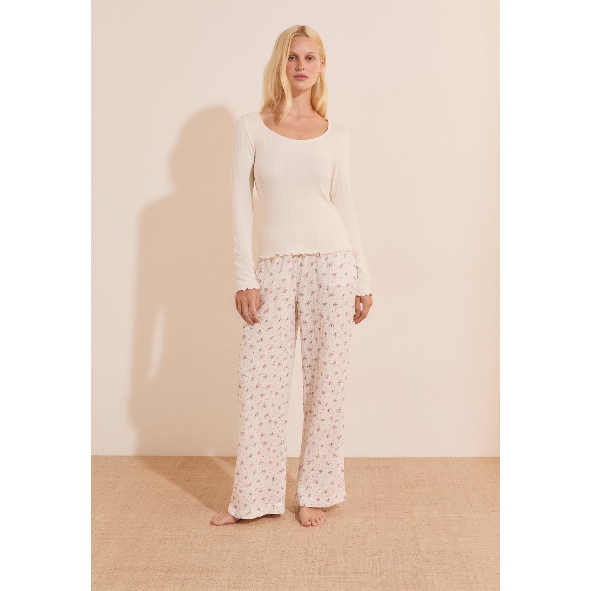 Pantalon de pyjama à motifs en coton CLEA rose, ETAM