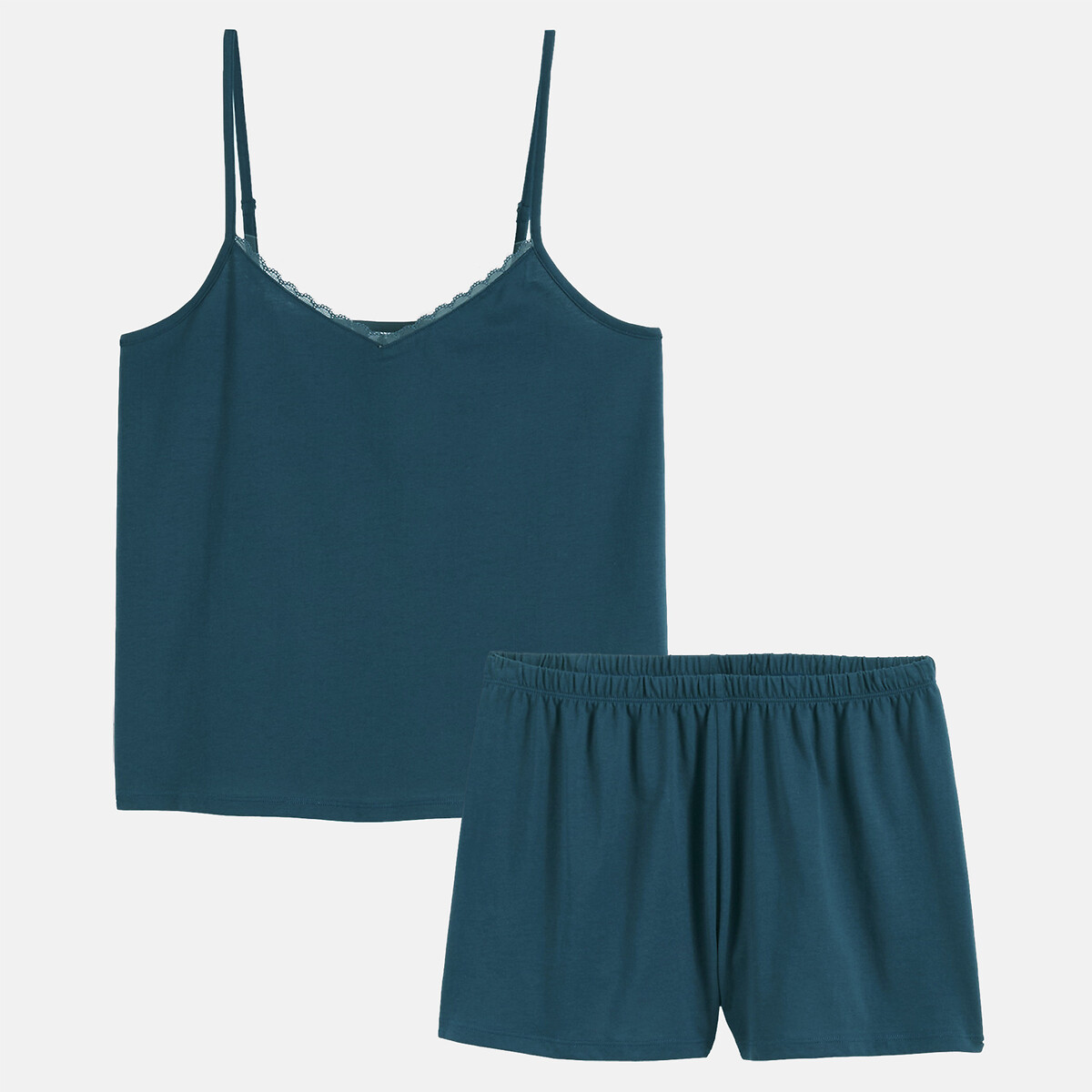 Pyjashort fines bretelles, jersey pur coton bleu encre, LA REDOUTE COLLECTIONS