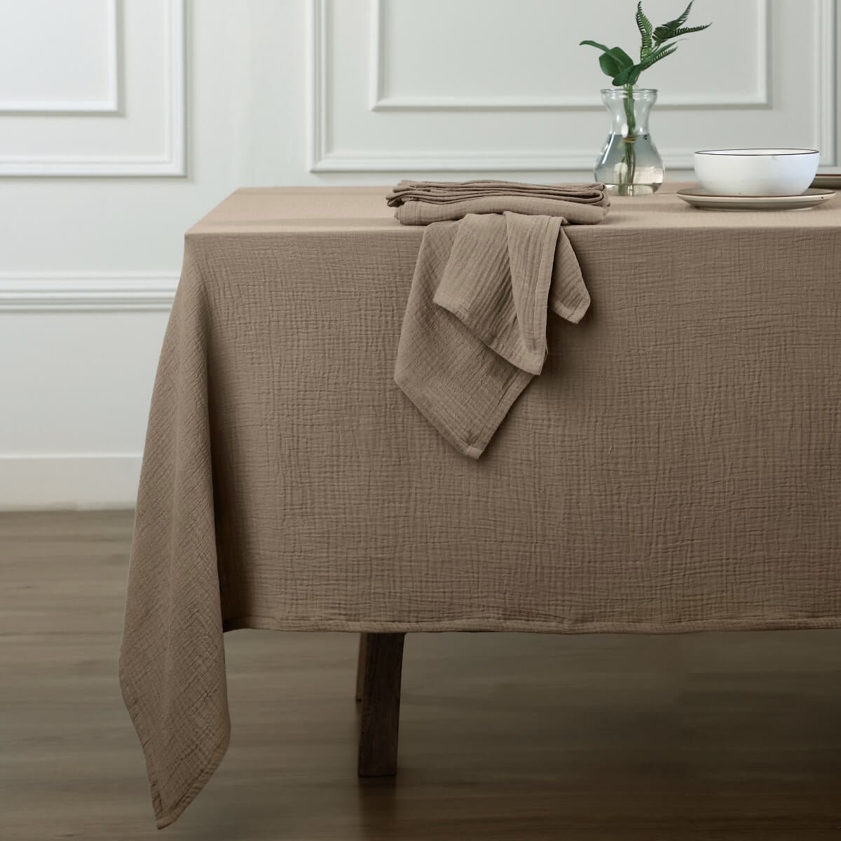 Lot de 4 serviettes de table gaze de coton ALMA Made in Europe latte, FEBRONIE