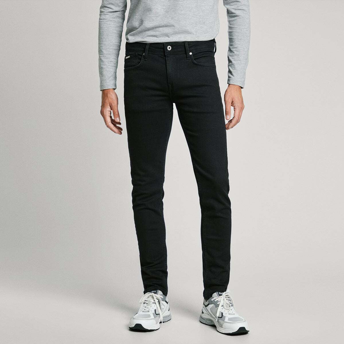 Jean Coupe Skinny, Taille Basse - Finsbury noir propre, PEPE JEANS