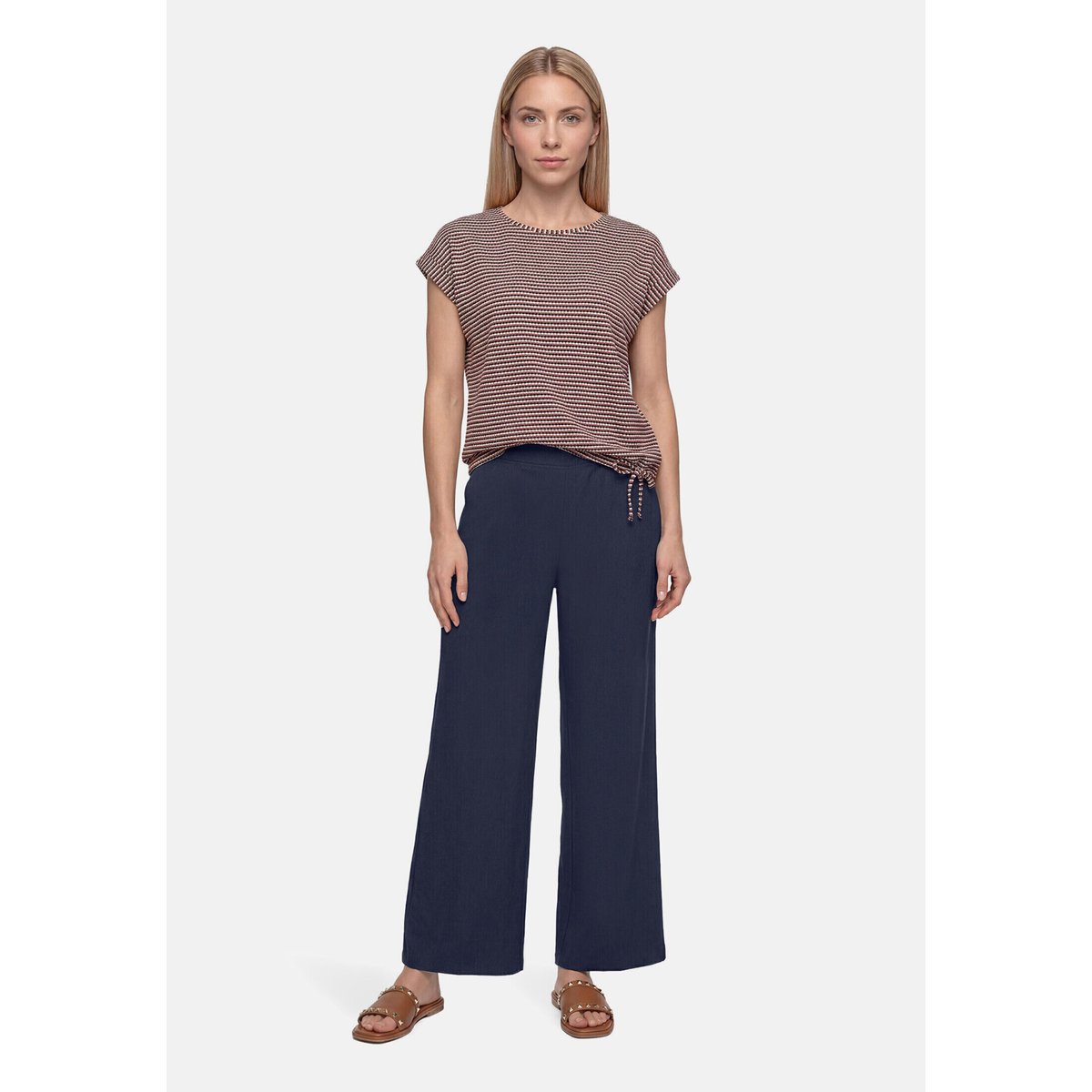 T-Shirt avec structure à cordon coulissant sous tunnel dark blue/brown, BETTY BARCLAY